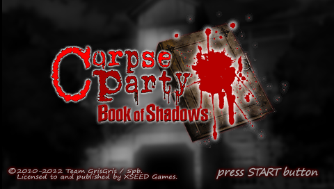 Corpse Party: Book of Shadows title screen for PSP